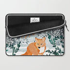 Fox Snow Walk, Animals Wildlife Winter, New Years Christmas Forest Wildlife Painting Laptop Sleeve Gallery Image 2