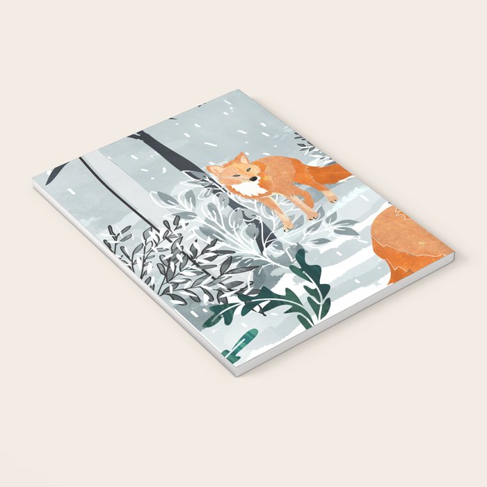 Fox Snow Walk, Animals Wildlife Winter, New Years Christmas Forest Wildlife Painting Notebook Gallery Image 3