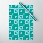 Mid Century Modern Square Dot Pattern 871 Teal and Blue Wrapping Paper Gallery Image 1
