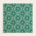Mid Century Modern Square Dot Pattern 871 Teal and Blue Wood Wall Art Gallery Image 1