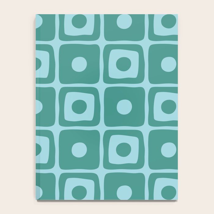 Mid Century Modern Square Dot Pattern 871 Teal and Blue Notebook Gallery Image 4