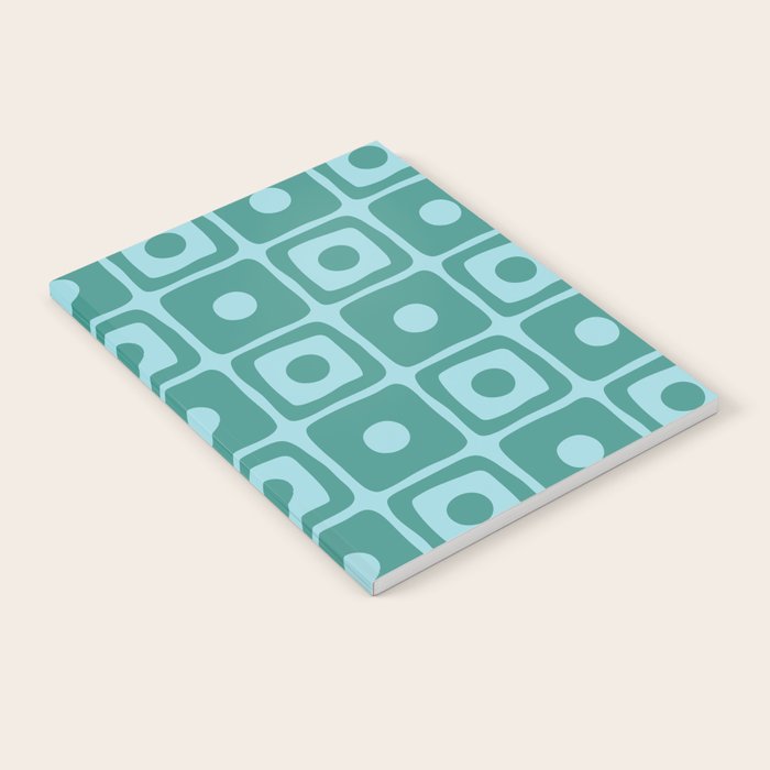 Mid Century Modern Square Dot Pattern 871 Teal and Blue Notebook Gallery Image 2