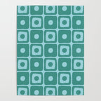 Mid Century Modern Square Dot Pattern 871 Teal and Blue Poster Gallery Image 4