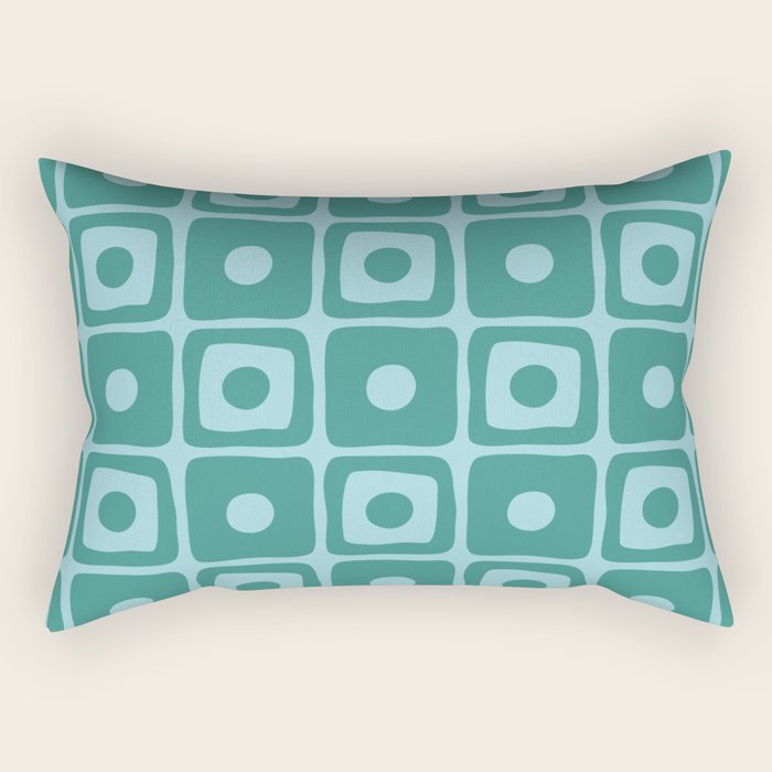 Mid Century Modern Square Dot Pattern 871 Teal and Blue Rectangular Pillow Gallery Image 2