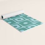 Mid Century Modern Square Dot Pattern 871 Teal and Blue Yoga Mat Gallery Image 2