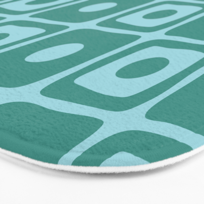 Mid Century Modern Square Dot Pattern 871 Teal and Blue Bath Mat Gallery Image 3