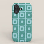 Mid Century Modern Square Dot Pattern 871 Teal and Blue iPhone Case Gallery Image 1
