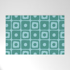 Mid Century Modern Square Dot Pattern 871 Teal and Blue Welcome Mat Gallery Image 1