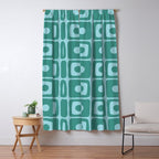 Mid Century Modern Square Dot Pattern 871 Teal and Blue Window Curtain Gallery Image 5