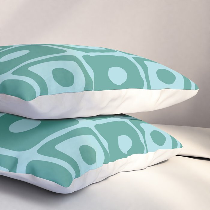 Mid Century Modern Square Dot Pattern 871 Teal and Blue Pillow Sham Gallery Image 3