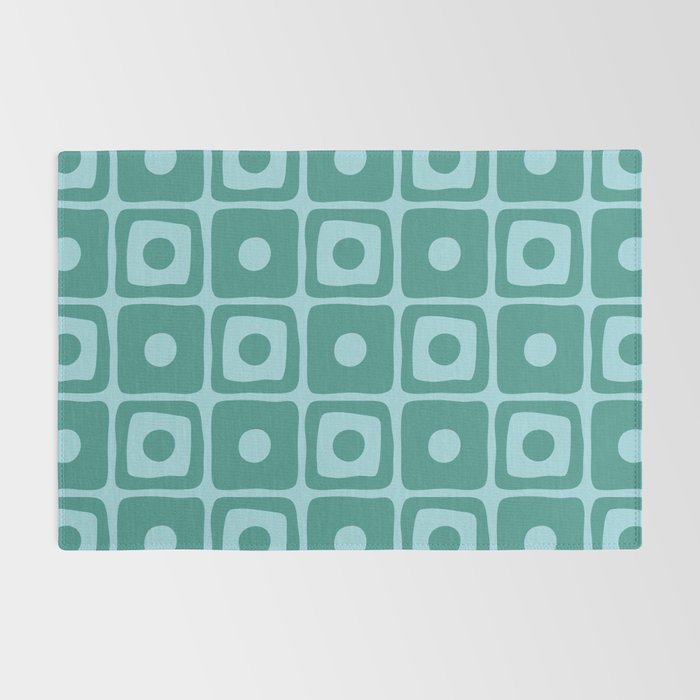 Mid Century Modern Square Dot Pattern 871 Teal and Blue Rug Gallery Image 2