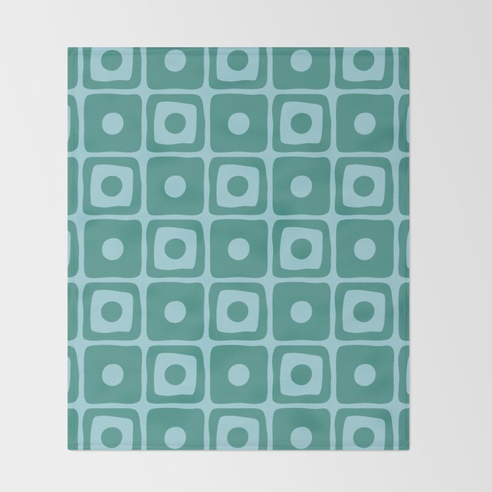 Mid Century Modern Square Dot Pattern 871 Teal and Blue Throw Blanket Gallery Image 2