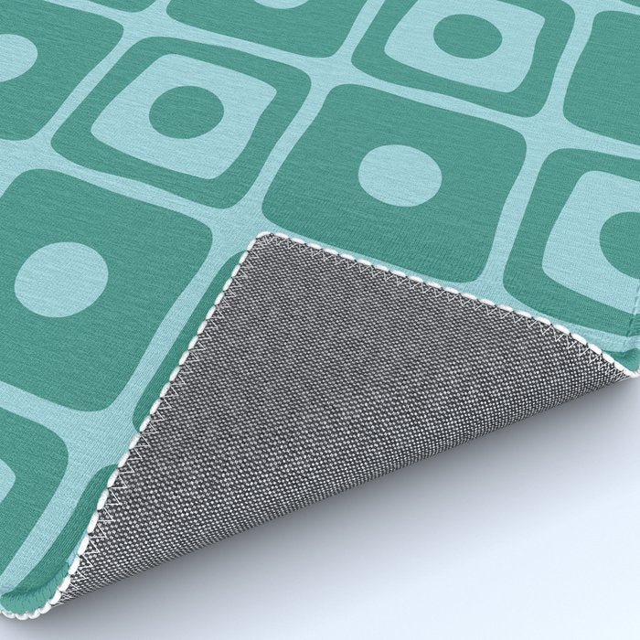 Mid Century Modern Square Dot Pattern 871 Teal and Blue Rug Gallery Image 4