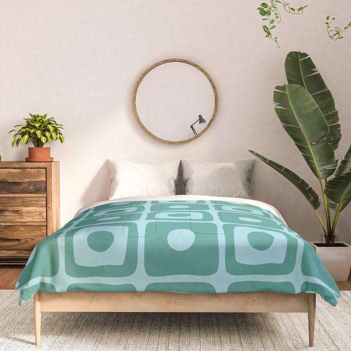 Mid Century Modern Square Dot Pattern 871 Teal and Blue Comforter Gallery Image 3