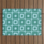 Mid Century Modern Square Dot Pattern 871 Teal and Blue Outdoor Rug Gallery Image 1