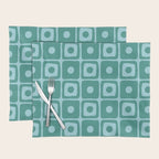 Mid Century Modern Square Dot Pattern 871 Teal and Blue Placemat Gallery Image 1