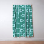 Mid Century Modern Square Dot Pattern 871 Teal and Blue Window Curtain Gallery Image 3