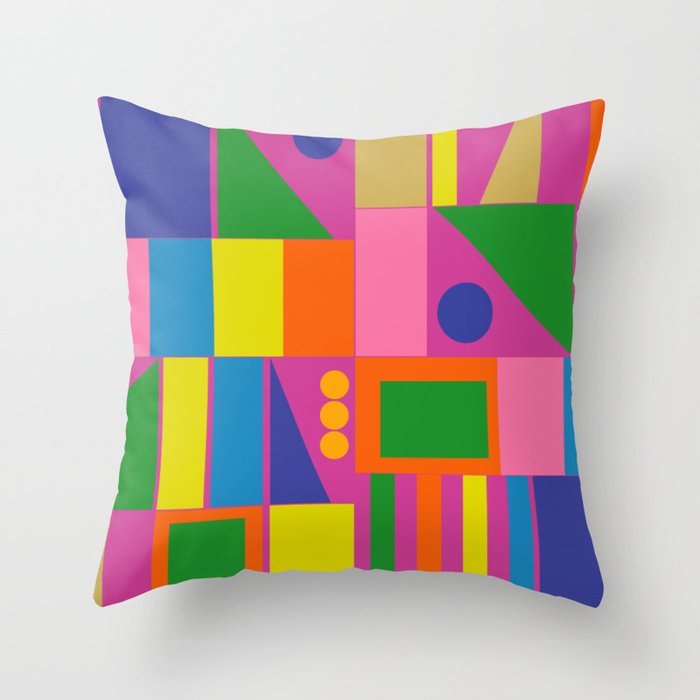 Fun Colorful Mid Century Modern Modtastic Abstract Geometric Pattern Throw Pillow Gallery Image 1