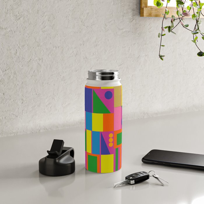 Fun Colorful Mid Century Modern Modtastic Abstract Geometric Pattern Water Bottle Gallery Image 4