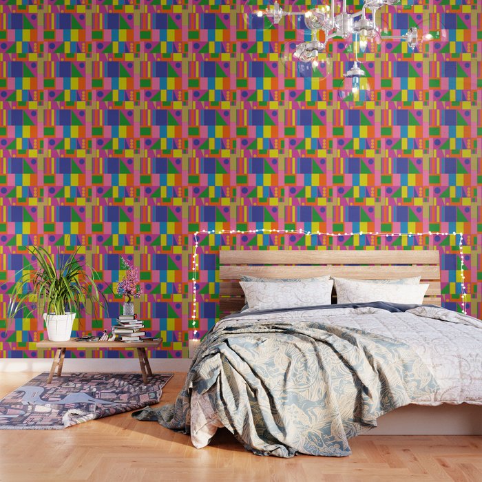 Fun Colorful Mid Century Modern Modtastic Abstract Geometric Pattern Wallpaper Gallery Image 3