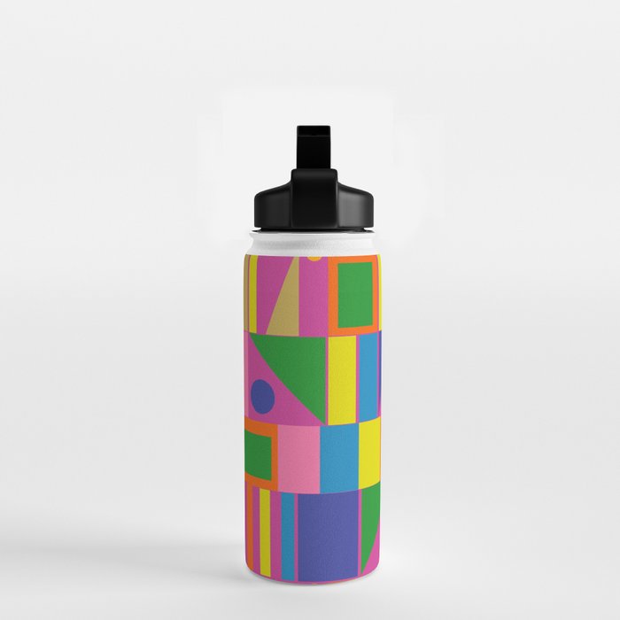 Fun Colorful Mid Century Modern Modtastic Abstract Geometric Pattern Water Bottle Gallery Image 2