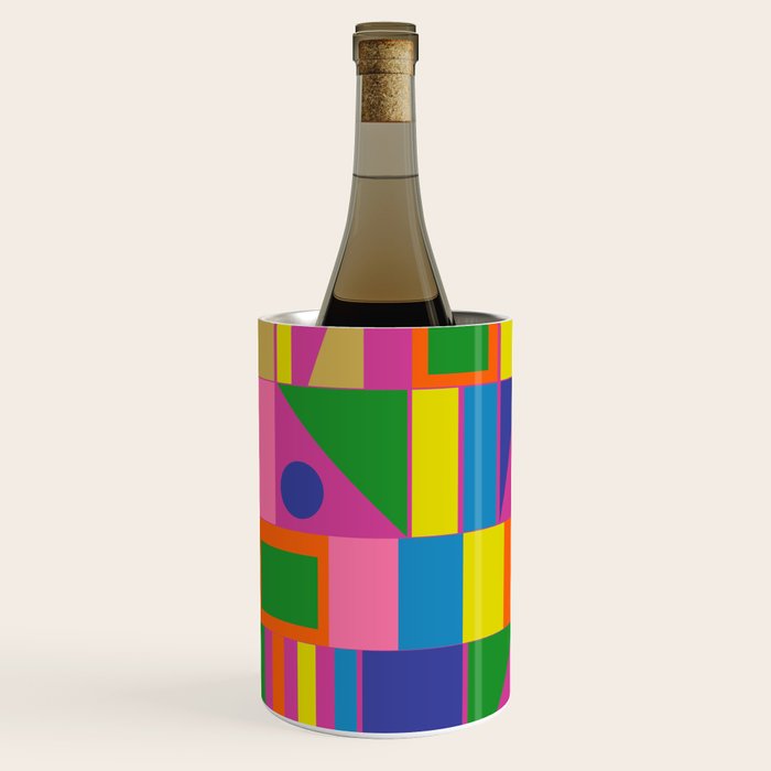 Fun Colorful Mid Century Modern Modtastic Abstract Geometric Pattern Wine Chiller Gallery Image 3