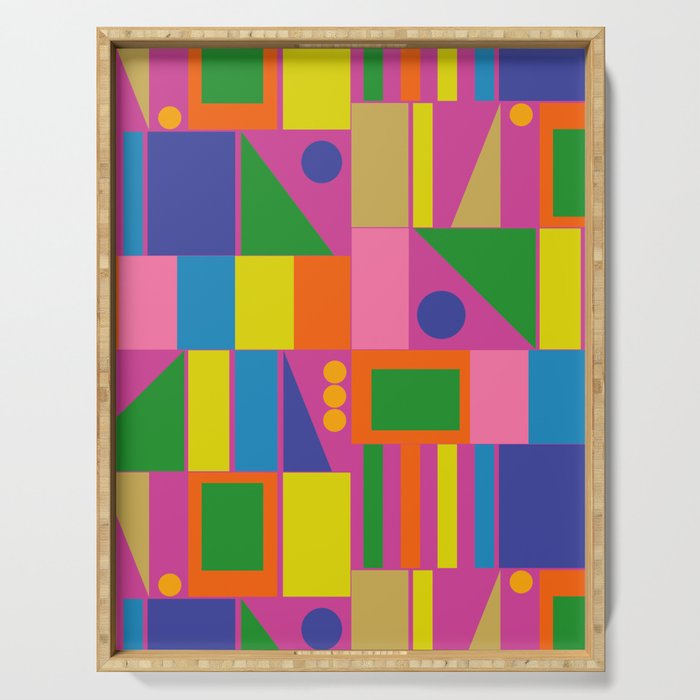 Fun Colorful Mid Century Modern Modtastic Abstract Geometric Pattern Serving Tray Gallery Image 1