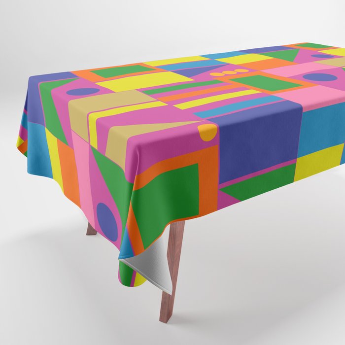Fun Colorful Mid Century Modern Modtastic Abstract Geometric Pattern Tablecloth Gallery Image 1