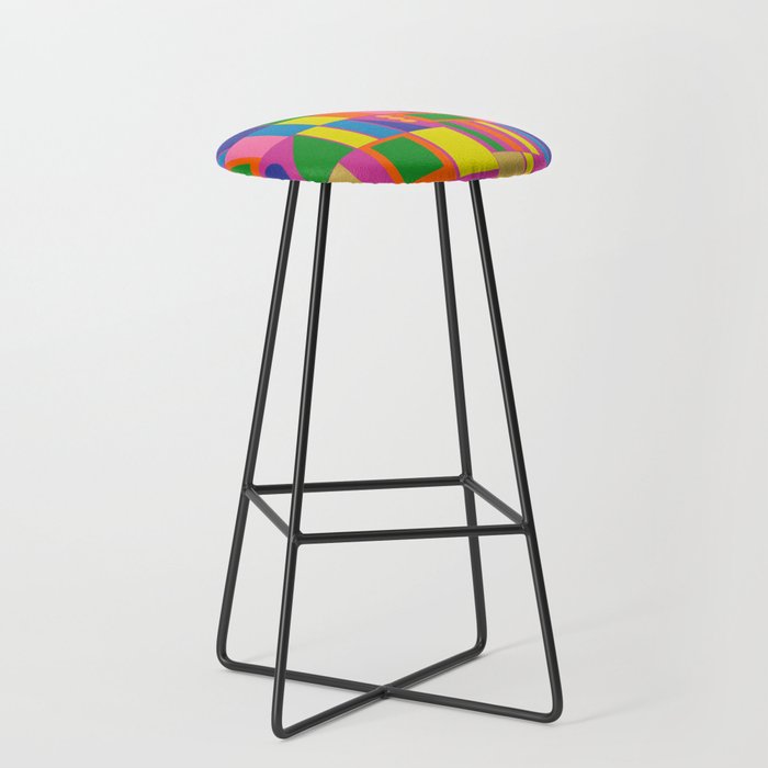 Fun Colorful Mid Century Modern Modtastic Abstract Geometric Pattern Stool Gallery Image 1