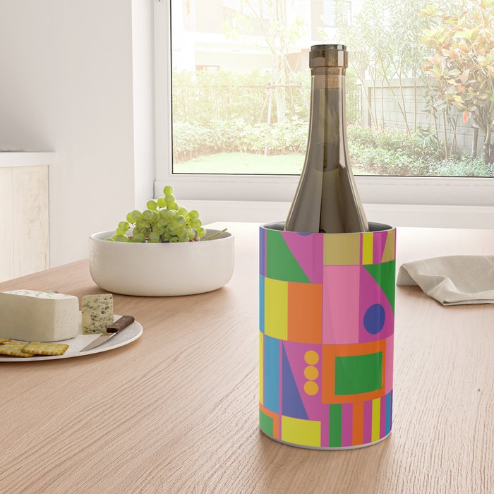 Fun Colorful Mid Century Modern Modtastic Abstract Geometric Pattern Wine Chiller Gallery Image 4