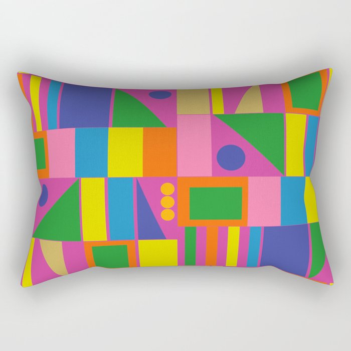Fun Colorful Mid Century Modern Modtastic Abstract Geometric Pattern Rectangular Pillow Gallery Image 1