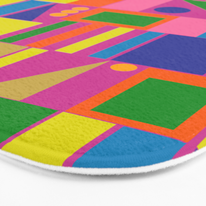 Fun Colorful Mid Century Modern Modtastic Abstract Geometric Pattern Bath Mat Gallery Image 3