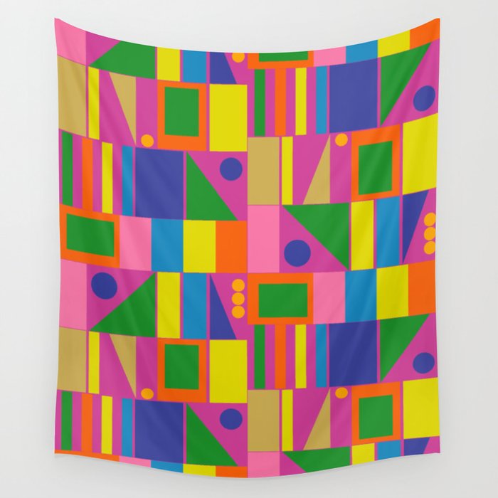 Fun Colorful Mid Century Modern Modtastic Abstract Geometric Pattern Wall Tapestry Gallery Image 1