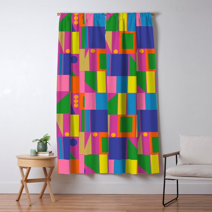 Fun Colorful Mid Century Modern Modtastic Abstract Geometric Pattern Window Curtain Gallery Image 5