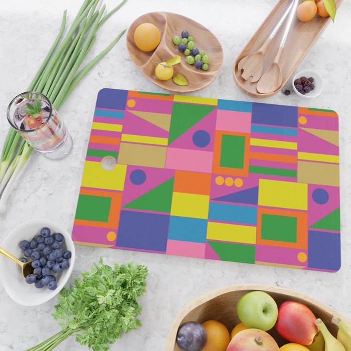 Fun Colorful Mid Century Modern Modtastic Abstract Geometric Pattern Cutting Board Gallery Image 2
