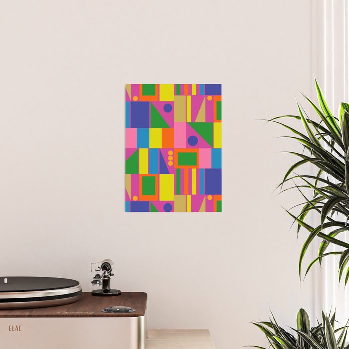 Fun Colorful Mid Century Modern Modtastic Abstract Geometric Pattern Poster Gallery Image 2