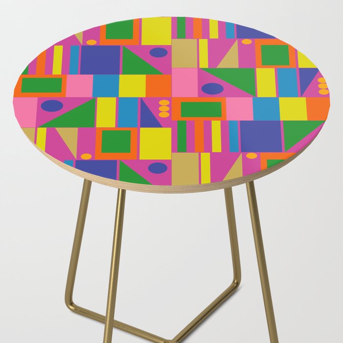 Fun Colorful Mid Century Modern Modtastic Abstract Geometric Pattern Side Table Gallery Image 2