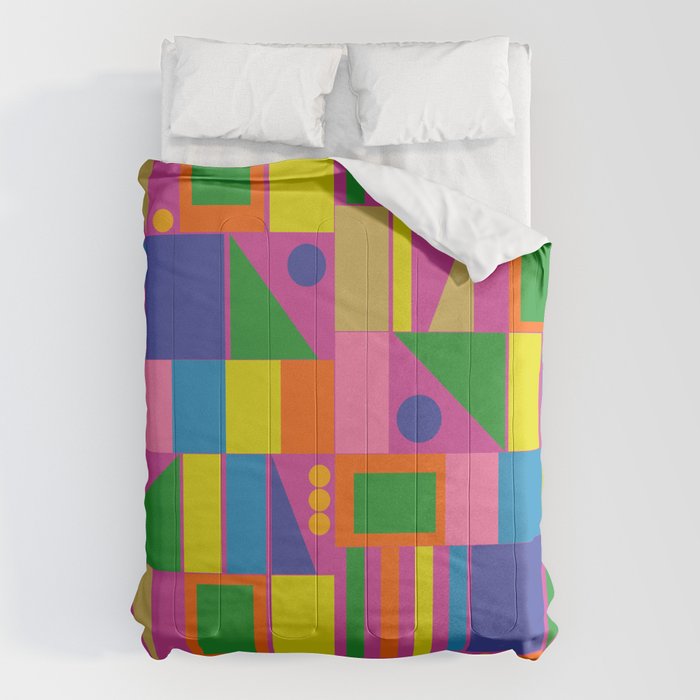 Fun Colorful Mid Century Modern Modtastic Abstract Geometric Pattern Comforter Gallery Image 1