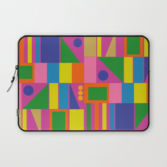 Fun Colorful Mid Century Modern Modtastic Abstract Geometric Pattern Laptop Sleeve Gallery Image 1