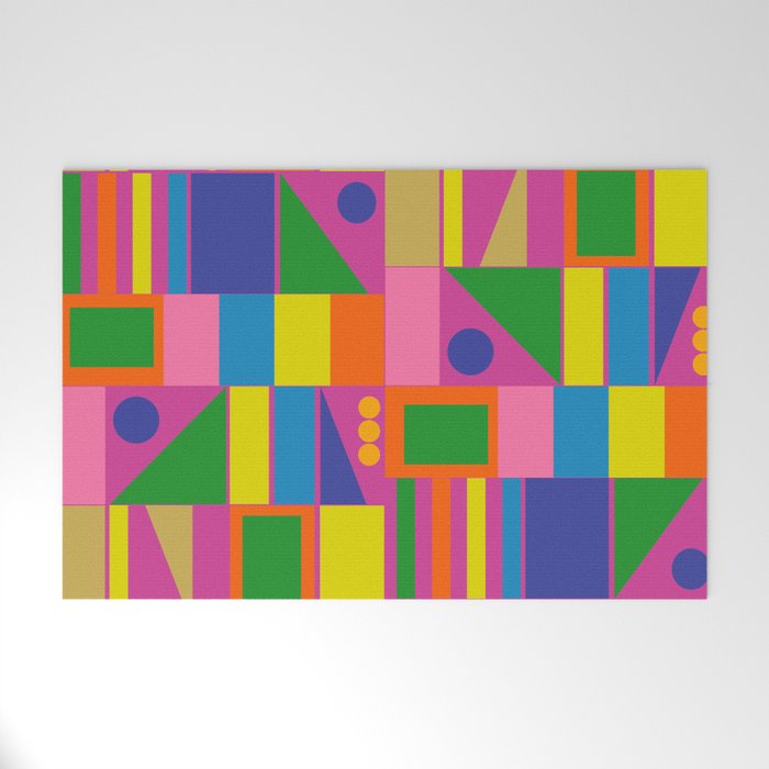 Fun Colorful Mid Century Modern Modtastic Abstract Geometric Pattern Welcome Mat Gallery Image 1