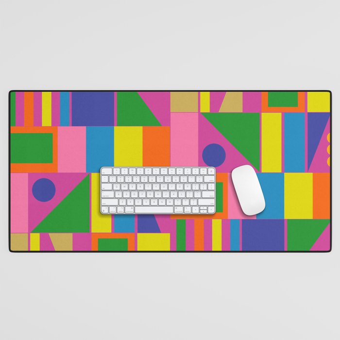 Fun Colorful Mid Century Modern Modtastic Abstract Geometric Pattern Desk Mat Gallery Image 1