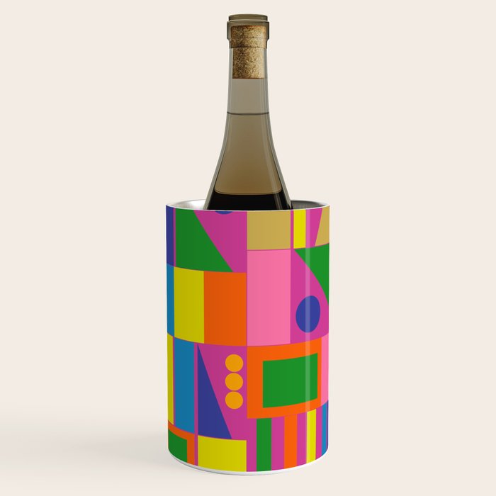 Fun Colorful Mid Century Modern Modtastic Abstract Geometric Pattern Wine Chiller Gallery Image 1
