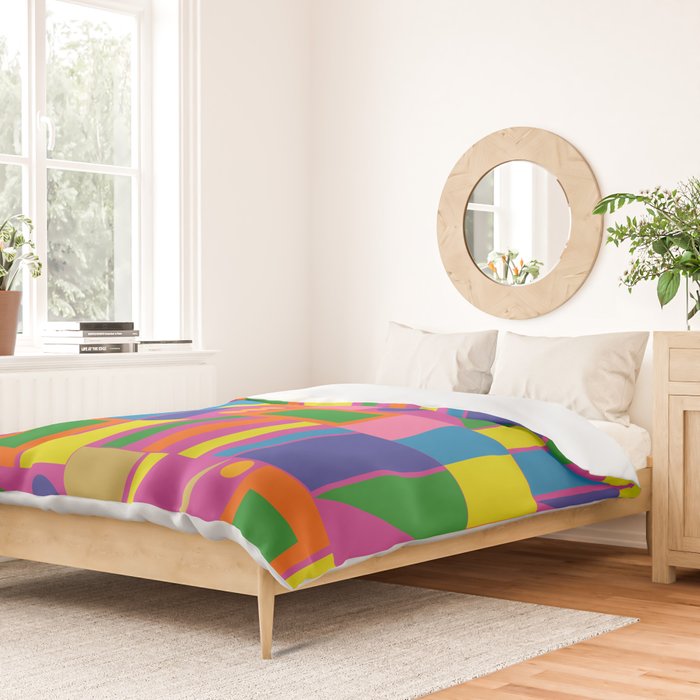 Fun Colorful Mid Century Modern Modtastic Abstract Geometric Pattern Duvet Cover Gallery Image 2