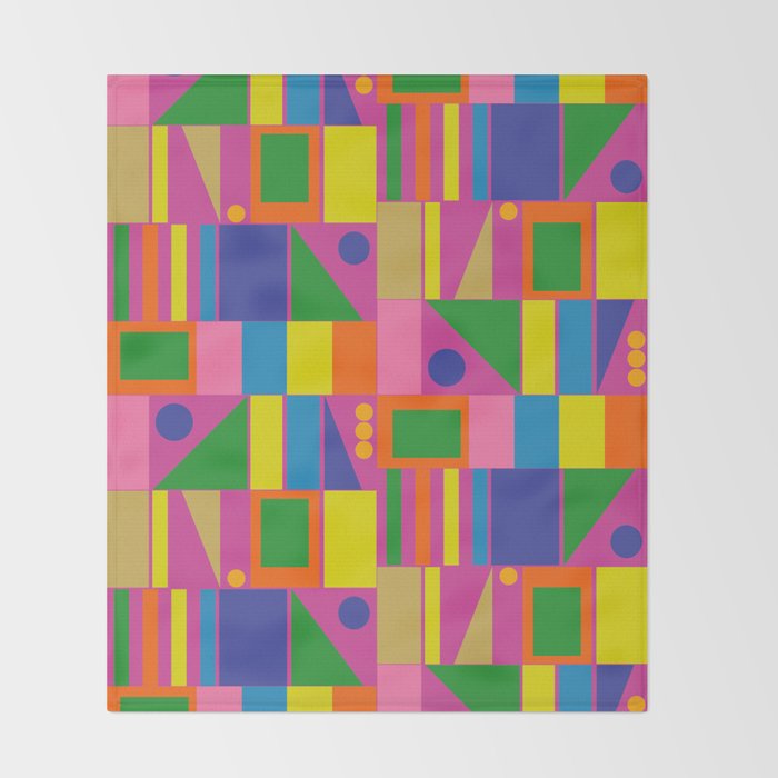 Fun Colorful Mid Century Modern Modtastic Abstract Geometric Pattern Throw Blanket Gallery Image 2