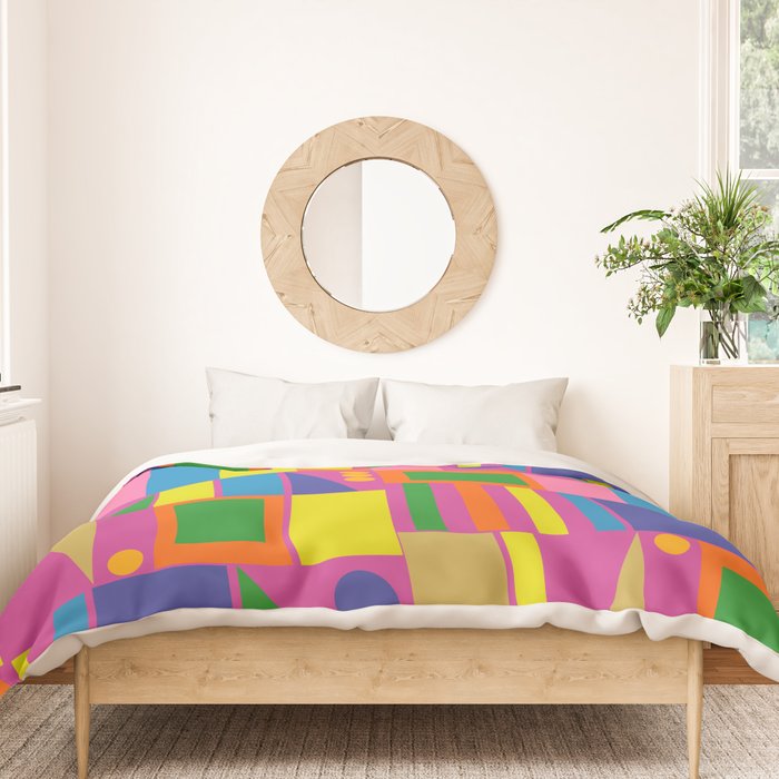 Fun Colorful Mid Century Modern Modtastic Abstract Geometric Pattern Duvet Cover Gallery Image 3