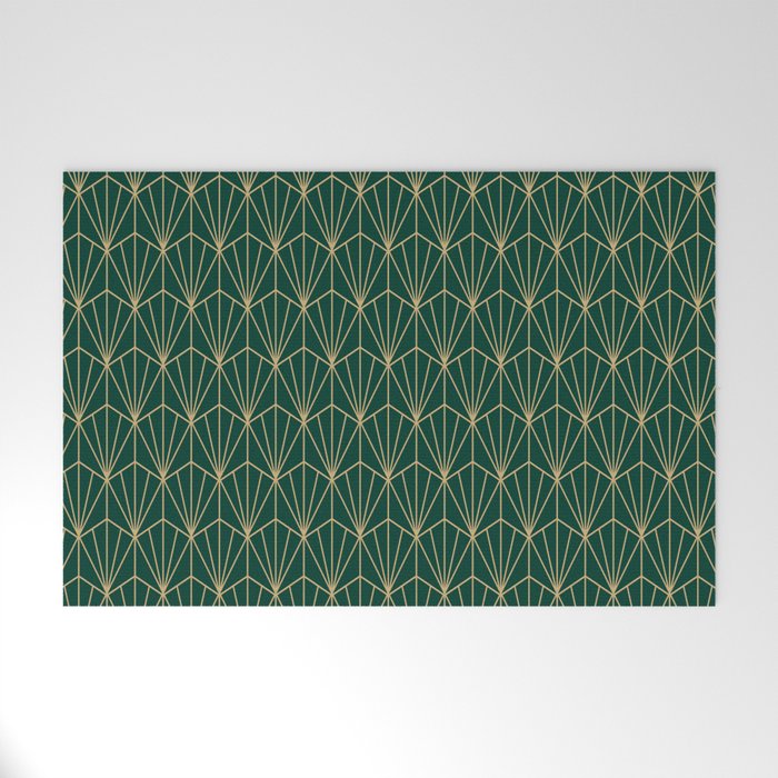 Art Deco Vector in Green and Gold Welcome Mat Gallery Image 1
