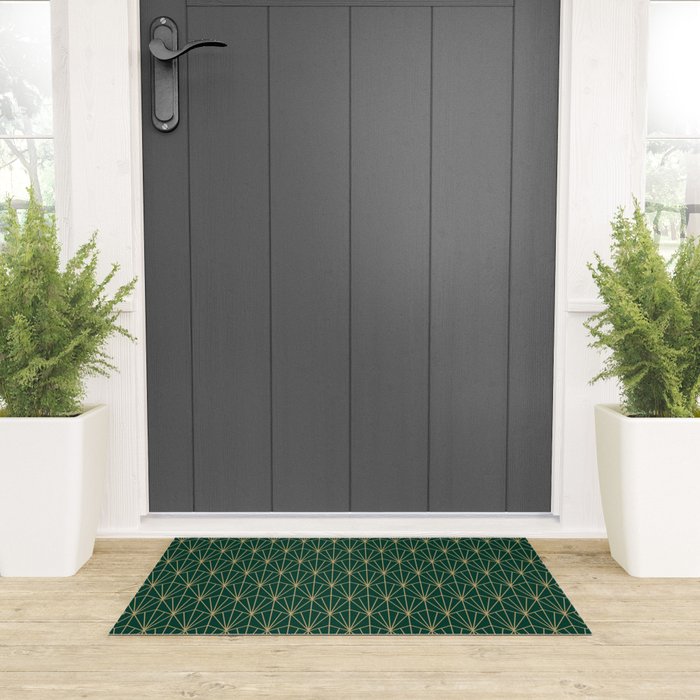 Art Deco Vector in Green and Gold Welcome Mat Gallery Image 3