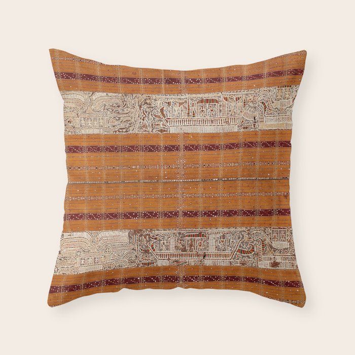Tapis Lampong South Sumatra Indonesian Wrap for Woman Print Throw Pillow Gallery Image 1