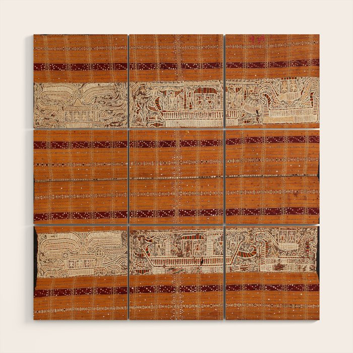 Tapis Lampong South Sumatra Indonesian Wrap for Woman Print Wood Wall Art Gallery Image 1