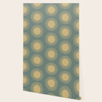 Boho Summer Sun Pattern XVI Neutral Earthy Sage Yellow Wallpaper Gallery Image 2